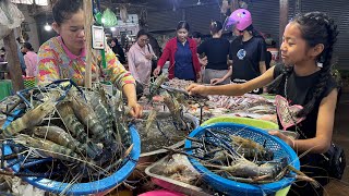 Market show Chef Pich buy big shrimp to cook fried rice for grandmother  Cooking with Sreypich [upl. by Eelyrag]