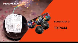 FAJERWERKI TXP444 BATERIA PETARD BOMBERGUY 3″ 50S F3 TRIPLEX FIREWORKS [upl. by Areik]