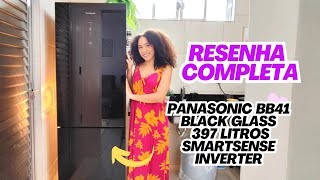 REVIEW GELADEIRA PANASONIC BB41 BLACK GLASS 397L SMARTSENSE INVERTER  Sabrina Andrade [upl. by Etan]