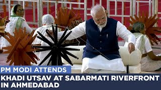 PM Modi attends Khadi Utsav at Sabarmati Riverfront in Ahmedabad [upl. by Triplett532]