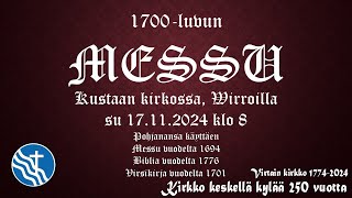 Live  su 1711 klo 8 1700luvun messu Virtain kirkossa [upl. by Niwrud]