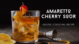 How to make an AMARETTO CHERRY SOUR cocktail  Exotic Cocktail Recipes [upl. by Radcliffe]