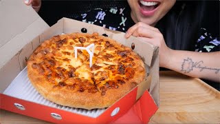 PIZZA HUT ASMR EATING SOUNDS LIGHT WHISPERS  SASASMR [upl. by Leelah]