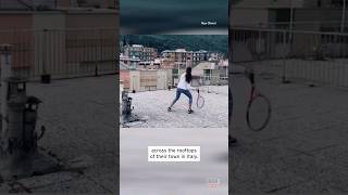 Teens Play Extreme Tennis Across Rooftops shorts [upl. by Eatnoled196]