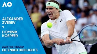 Alexander Zverev v Dominik Koepfer Extended Highlights  Australian Open 2024 First Round [upl. by Orgalim]