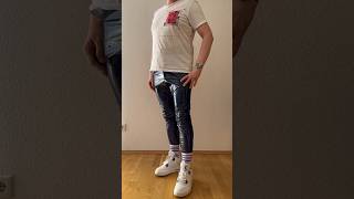 ASMR Blue Adidas Latex Pants with purple Nike Air Jordans [upl. by Mcilroy]