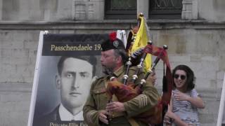 Flashmob Field Marshal Haigs Own Pipes amp Drums  100 Year Passchendaele  Brugge Bruges [upl. by Arema]