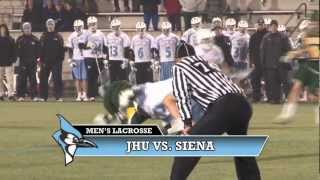 Mens Lacrosse Johns Hopkins vs Siena [upl. by Notyalc]