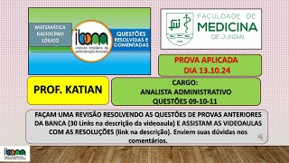 IBAM Questões de Matemática  Faculdade de Medicina de JundiaíSPCargo Analista Administrativo [upl. by Assirrac958]