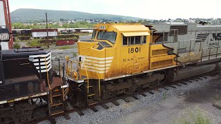 4K NS Juniata Locomotive Shop Drone Tour  Areal Train Chase [upl. by Kreis]