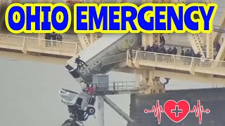 OHIO BRIDGE EMERGENCY RESCUE  DRIVER DANGLING TRUCK [upl. by Nona450]