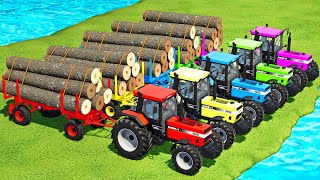 TRANSPORT AND MAKE WOOD CHIPS WITH CASE TRACTORS amp JCB WHEEL LOADERS  FS22 [upl. by Aicats]