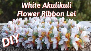 How To Make This Beautiful White Akulikuli Hawaiian Flower Ribbon Lei [upl. by Terbecki]