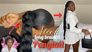 SLEEK LONG BRAIDED PONYTAIL ON SHORT HAIR QUEUE DE CHEVAL MAXI TRESSE CHEVEUX COURT  cece icy [upl. by Menis]