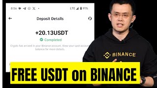 FREE USDT on Binance without investment  Claim 20 DAILY FOR FREE  make money online freeusdt [upl. by Frants]