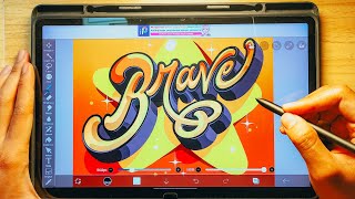 Digital Hand Lettering Process from start to finish✍️  Brave [upl. by Neille]