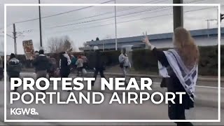 Protest stalls traffic to Portland airport on Sunday [upl. by Nerdna595]