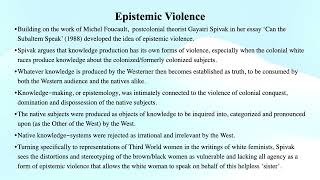 Epistemic Violence Postcolonial Studies [upl. by Maurey826]