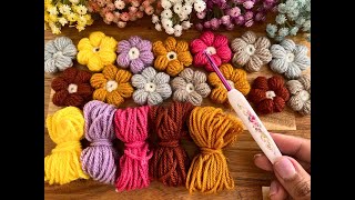 Flores 🌸 Puff de Crochet El Mejor Uso para Tus Sobrantes de Lanas 🧶 [upl. by Bayless615]