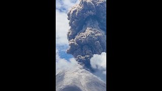 Indonesian volcano spews mountains of ash into the air [upl. by Haldi]