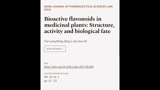 Bioactive flavonoids in medicinal plants Structure activity and biological fate  RTCLTV [upl. by Scully]