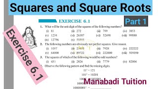 8th class maths chapter 6Squares and Square roots Exercise 61 Q no 1234amp5 part 1with notes [upl. by Frentz]