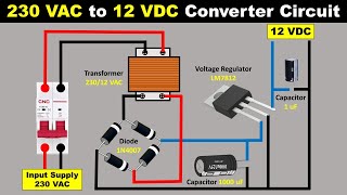 AC to DC Converter Circuit Diagram with voltage regulator for 12v Battery ChargerTheElectricalGuy [upl. by Motch897]