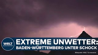 HEFTIGE UNWETTER IM SÜDWESTEN Deutscher Wetterdienst warnt vor Starkregen und Sturzfluten [upl. by Greenstein578]