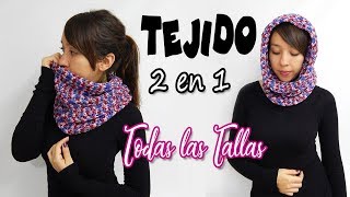 CUELLO y CAPUCHA 2 en 1 Tejido a Crochet TODAS LAS TALLAS muy fácil  Moda Crochet Maritza [upl. by Ledarf351]