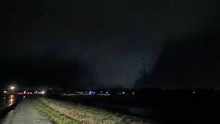 Taylorville IL large damaging tornado with power flashes enhanced and lightened December 1 2018 [upl. by Reiser]