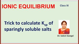 Trick to calculate Ksp of sparingly soluble salts Ionic Equilibrium Dr Saloni Gangal [upl. by Fay]