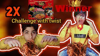 2x spicy Samyang fire noodles challenge with twist 🤯🥵spicy noodles🍜 winning 🏆🤑SikanderaliVlogs [upl. by James]