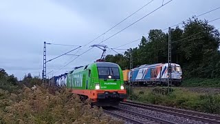 FlixtrainTaurus vor Containerzug  Kesselwagen und Bauzug [upl. by Tillo]