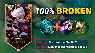 I TRY GLOBAL MARTIS 100 BROKEN BUILD Max Damage  MLBB [upl. by Netsrijk868]