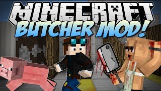 Minecraft  BUTCHER Meat Hooks Cleavers Barbecues amp More  Mod Showcase [upl. by Aicinod]