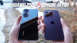 Huawei P50 vs iPhone 14 Pro comparison HarmonyOS 30 vs iOS 16 [upl. by Eelrahs]