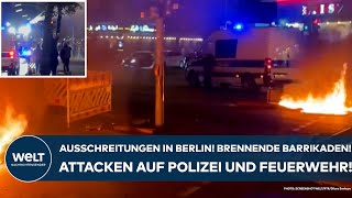 BERLIN Ausschreitungen in Neukölln Brennende Barrikaden Attacken auf Polizei und Feuerwehr [upl. by Einnoc]