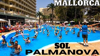 Mallorca SOL PALMANOVA Hotel  Pool Area Aqua Gym [upl. by Lipinski]