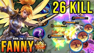 26 Kills Best Fanny One Hit Build and Emblem  Build Top 1 Global Fanny  MLBB [upl. by Acnalb239]