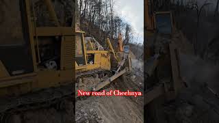 New road of Chechnya чечня automobile экскаватор mountains bulldozer спецтехника [upl. by Niarbo]