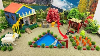 DIY how to make mini Cattle Farm for Cows Horse and Pumpkin Garden  House of Animals [upl. by Randie135]