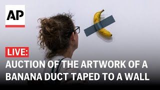 LIVE Auction of ‘Comedian’ the artwork of a banana duct taped to a wall [upl. by Fini161]