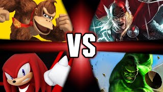 MUGEN Battles Donkey Kong and Knuckles the Echidna vs Hulk and Thor [upl. by Anwahsad876]