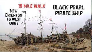 New Brighton to west Kirby ten Mile coastal walk  Wirral UK  black pearl pirate ship [upl. by Ness661]