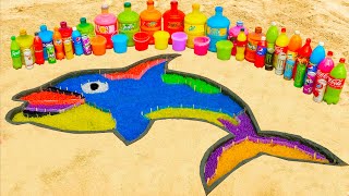 How to make Rainbow Big Dolphin with Orbeez Fanta 7up Mirinda Coca Cola Mentos amp Popular Sodas [upl. by Neeron]