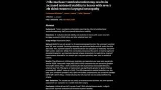 Unilateral laser ventriculocordectomy in arytenoid stability in horses with laryngeal neuropathy [upl. by Rihana]