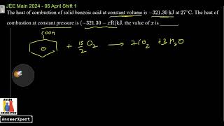 The heat of combustion of solid benzoic acid at constant volume is 32130 kJ at 27°C The heat of [upl. by Lehcyar]