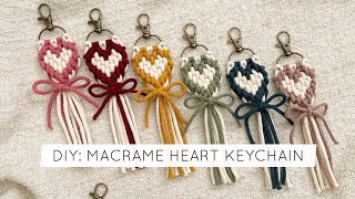 Macrame Heart Keychain  easy step by step [upl. by Marya]