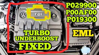 Audi Seat Skoda VW P029900 P019300 P00AF00 Turbo Charger Supercharger Under boost FIXED [upl. by Coffee]