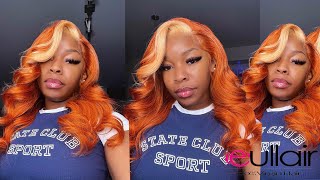 THE BEST PRE COLORED WIG INSTALL 13x4 body wave GINGER  613 skunk stripe Eullair Hair 🔥 [upl. by Caesar214]